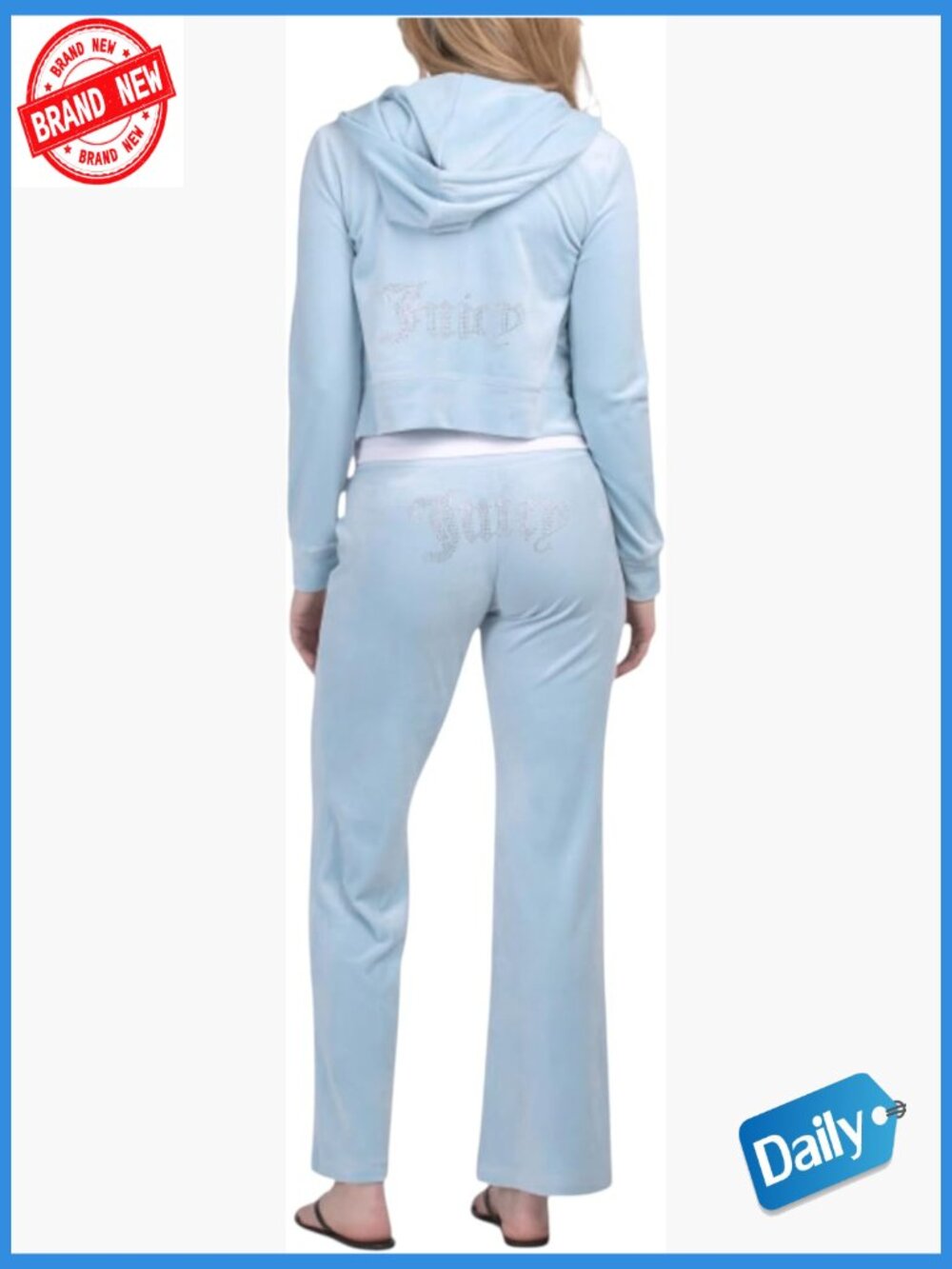 Bling Velour Tracksuit 2-Piece Hoodie & Pants Set XL
